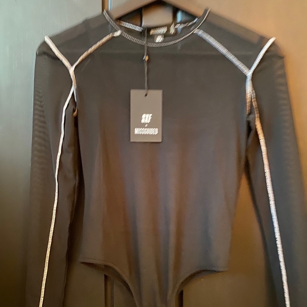 NWT Missguided Black Mesh Bodysuit